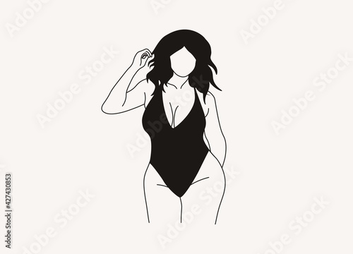 Abstract woman figure poster. Contemporary art of female silhouette for print, cards wall art. Creative vector illustration