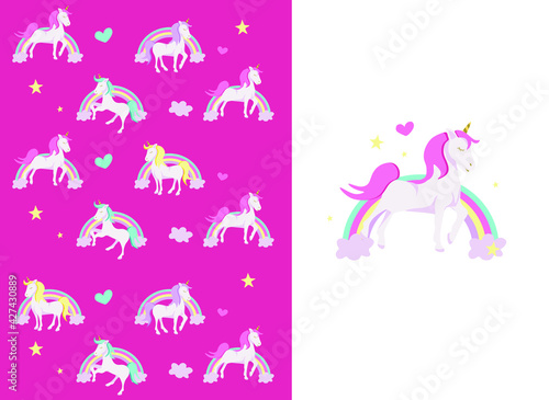 cute unicorn. vector background with unicorns 