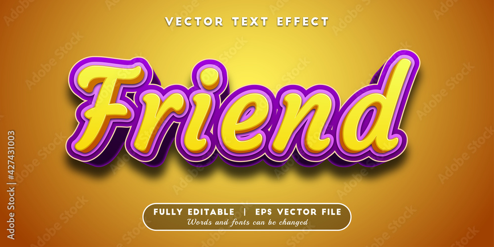 Text Effects 3D Friend, Editable Text Style