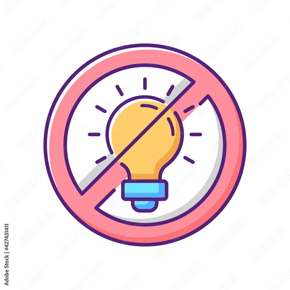 No bright light RGB color icon. Restriction for lamps. Switch off ...