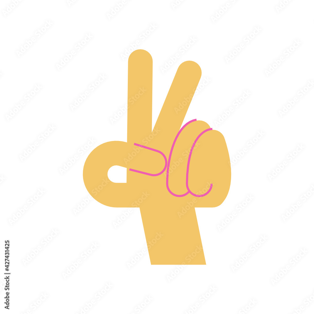 Mano aislada. Gestos lenguaje colorido