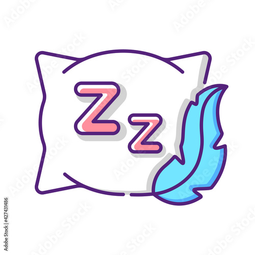 Comfortable and fresh pillow RGB color icon. Orthopedic cushion for bedtime. Fluffy textile to improve sleep hygiene. Recommendation to prevent insomnia. Isolated vector illustration