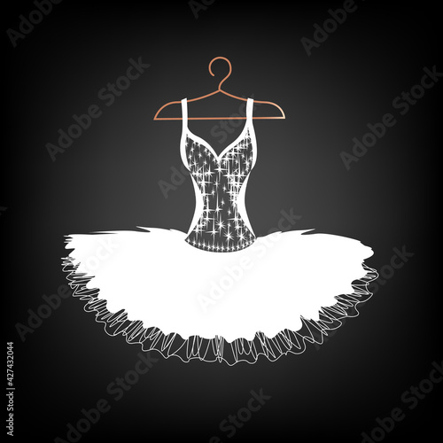 Vector illustration of a beautiful ballet tutu on a hanger for decorating a flyer, poster, invitation or social media