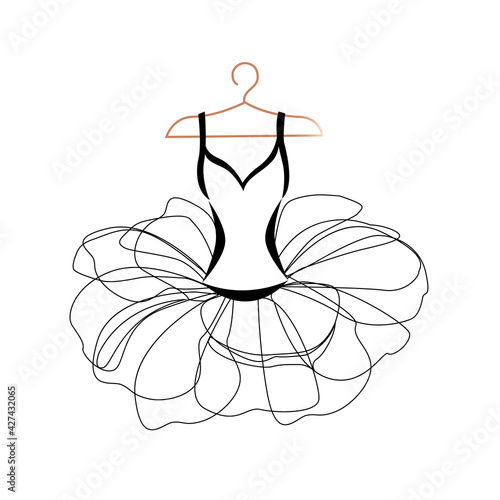 Vector illustration of a beautiful ballet tutu on a hanger for decorating a flyer, poster, invitation or social media