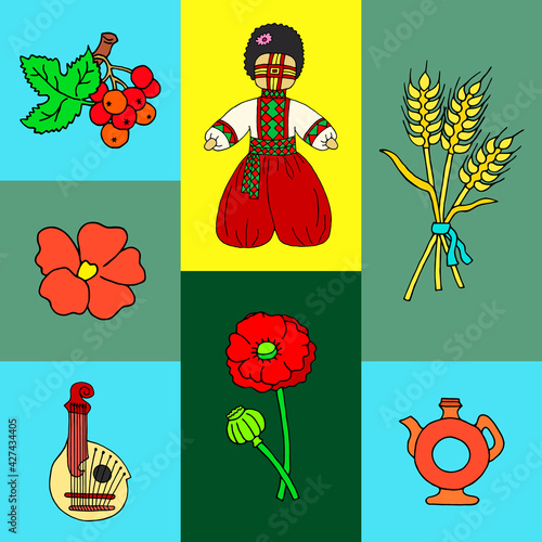 Set of vector elements on the Ukrainian theme.