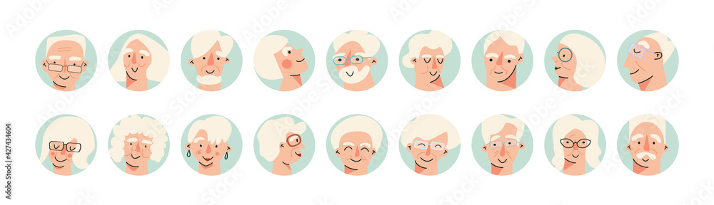 Senior people avatar big bundle set. Older user pic, different human mature face icons. Collection of grandparent avatars isolated. Bundle of joyful smiling pensioners. Isolated on white background Senior people avatar big bundle set. Older user pic, different human mature face icons. Collection of grandparent avatars isolated. Bundle of joyful smiling pensioners. Isolated on white background