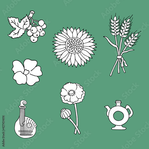 Vector illustration with traditional Ukrainian elements.