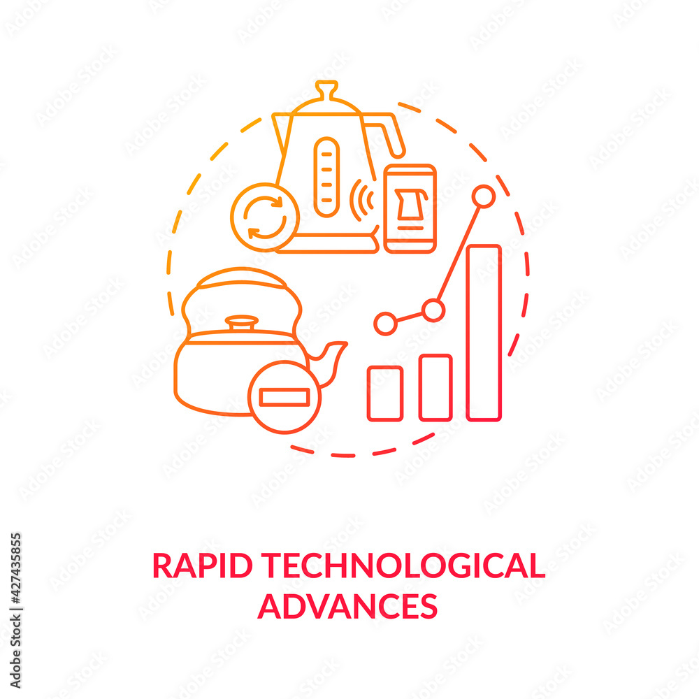 Rapid technological advances concept icon. E-waste management idea thin line illustration. Hazardous substances. Natural resources, human health protection. Vector isolated outline RGB color drawing