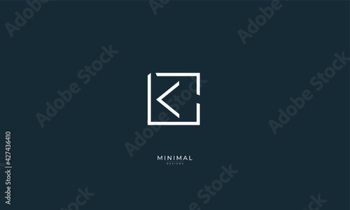 Alphabet letter icon logo CK or KC
