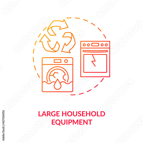 Large household equipment concept icon. Unwanted bulk appliances idea thin line illustration. Cookers, microwaves. Electrical items disposal option. Vector isolated outline RGB color drawing