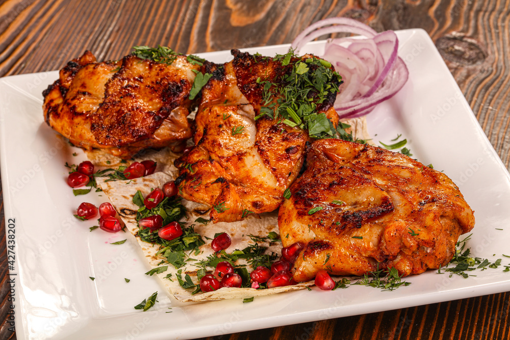 Grilled chicken thigh barbeque shashlik Grilled chicken thigh barbeque shashlik