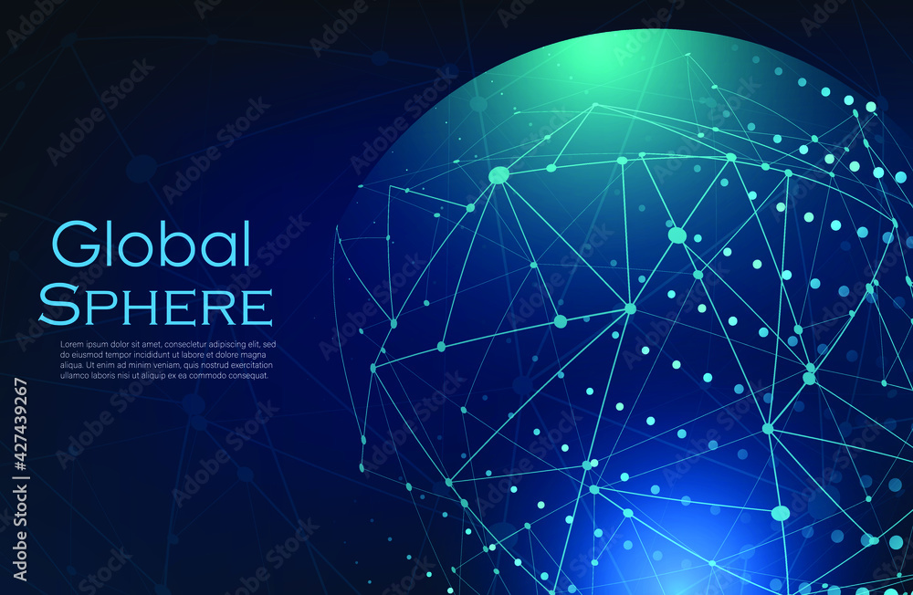 abstract sphere. sphere of the earth. connecting lines and points. data visualization. security protection. global news. vector illustration.