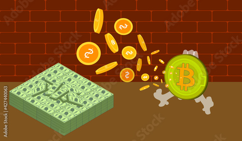 Bitcoin is new way to the wealth (vector illustration) crypto currency