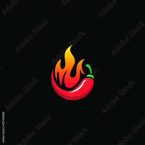 red hot chili with hot flaming fire illustration, 
perfect for companies or brands that deal with spicy food