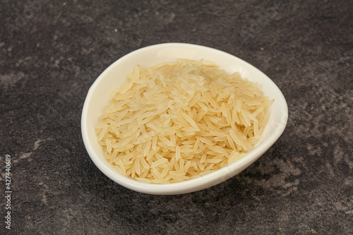 Raw basmati rice in the bowl