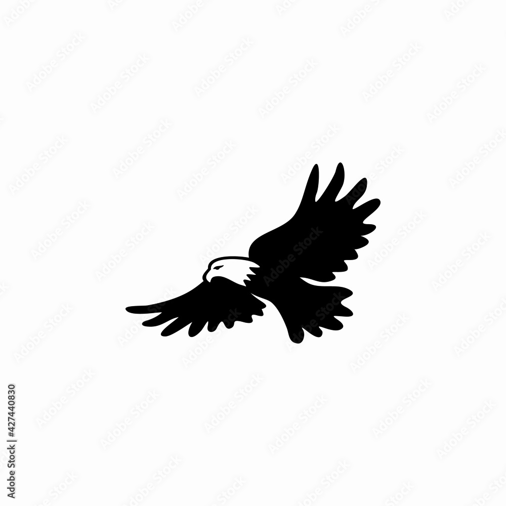 Obraz premium flying eagle icon logo vector illustration in monochrome style