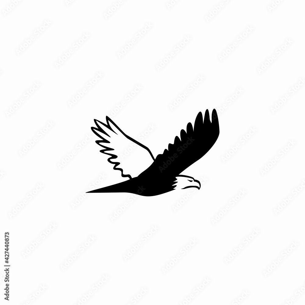 Obraz premium flying eagle icon logo vector illustration in monochrome style