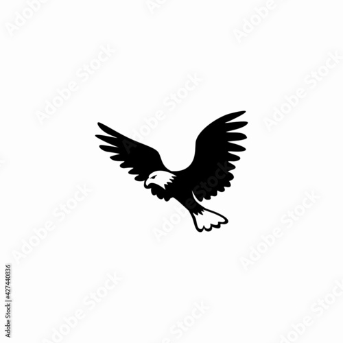 flying eagle icon logo vector illustration in monochrome style