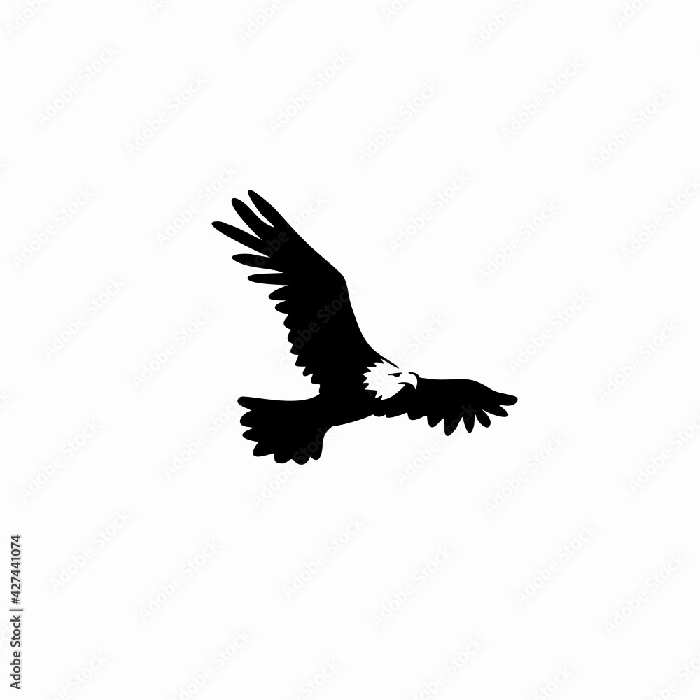 Fototapeta premium flying eagle icon logo vector illustration in monochrome style