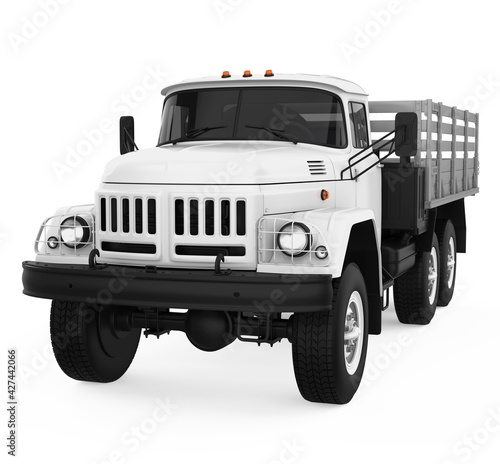 Retro Flatbed Truck Isolated