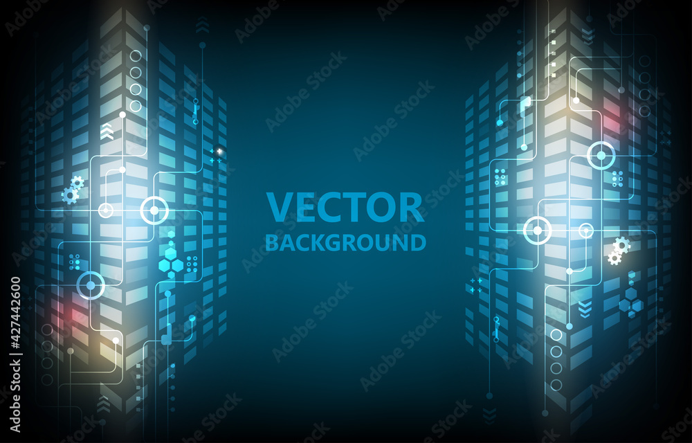 Obraz premium Abstract cyber hi-tech technology vector wallpaper template design