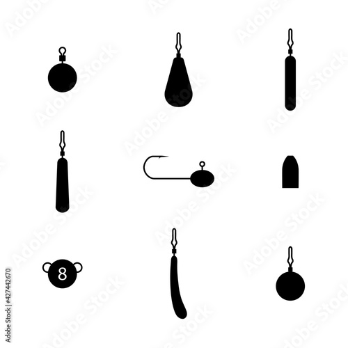 Set of different fishing sinkers, vector illustration. photo