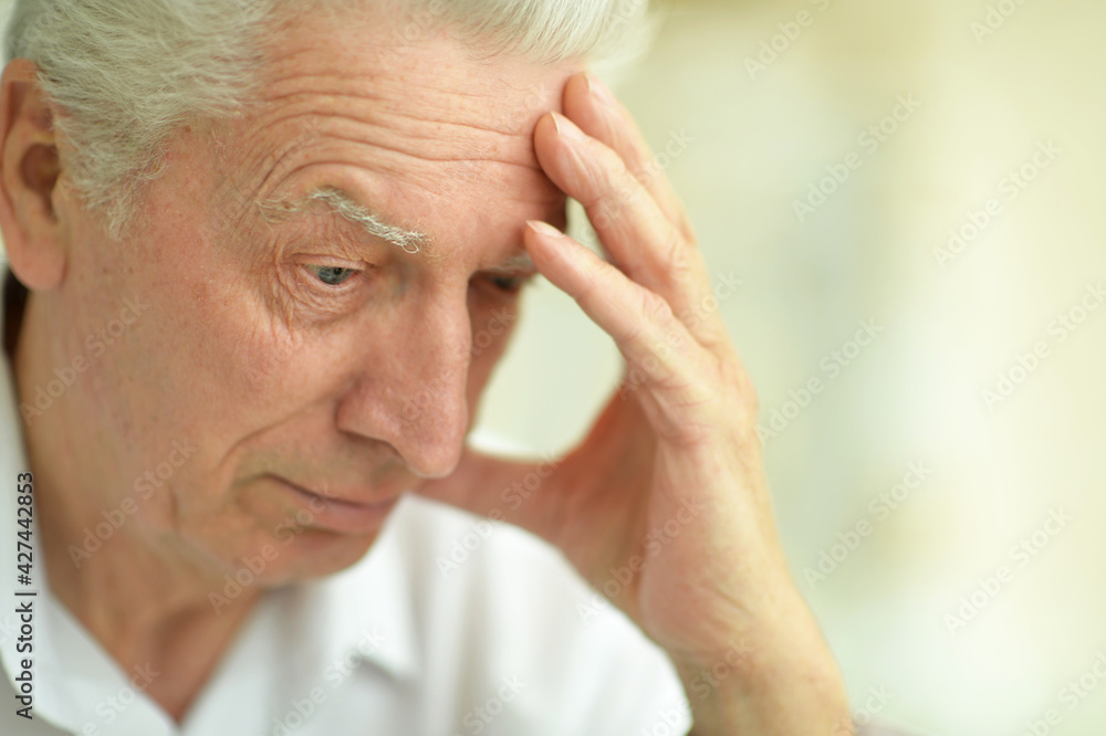 portrait of sad thinking senior man portrait of sad thinking senior man