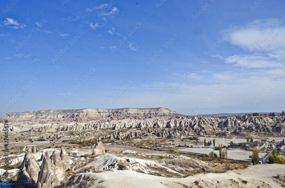 TURKEY, CAPPADOCIA: Scenic view of the mountains landscape with chimneys around Goreme city