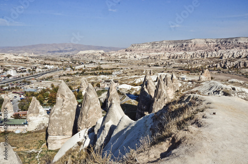 TURKEY, CAPPADOCIA: Scenic view of the mountains landscape with chimneys around Goreme city