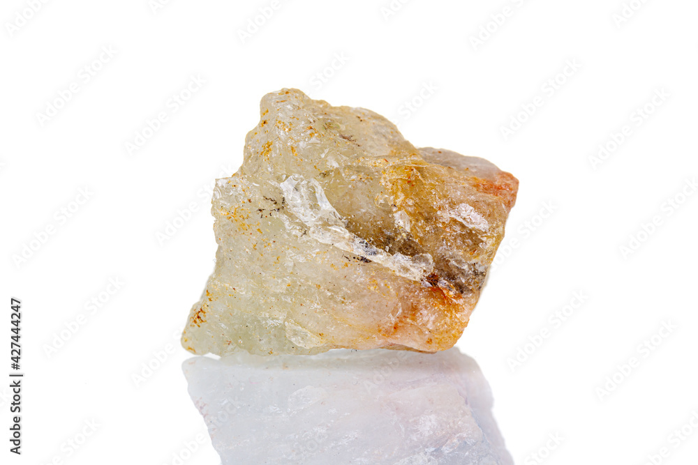 macro mineral stone Aquamarine on a white background