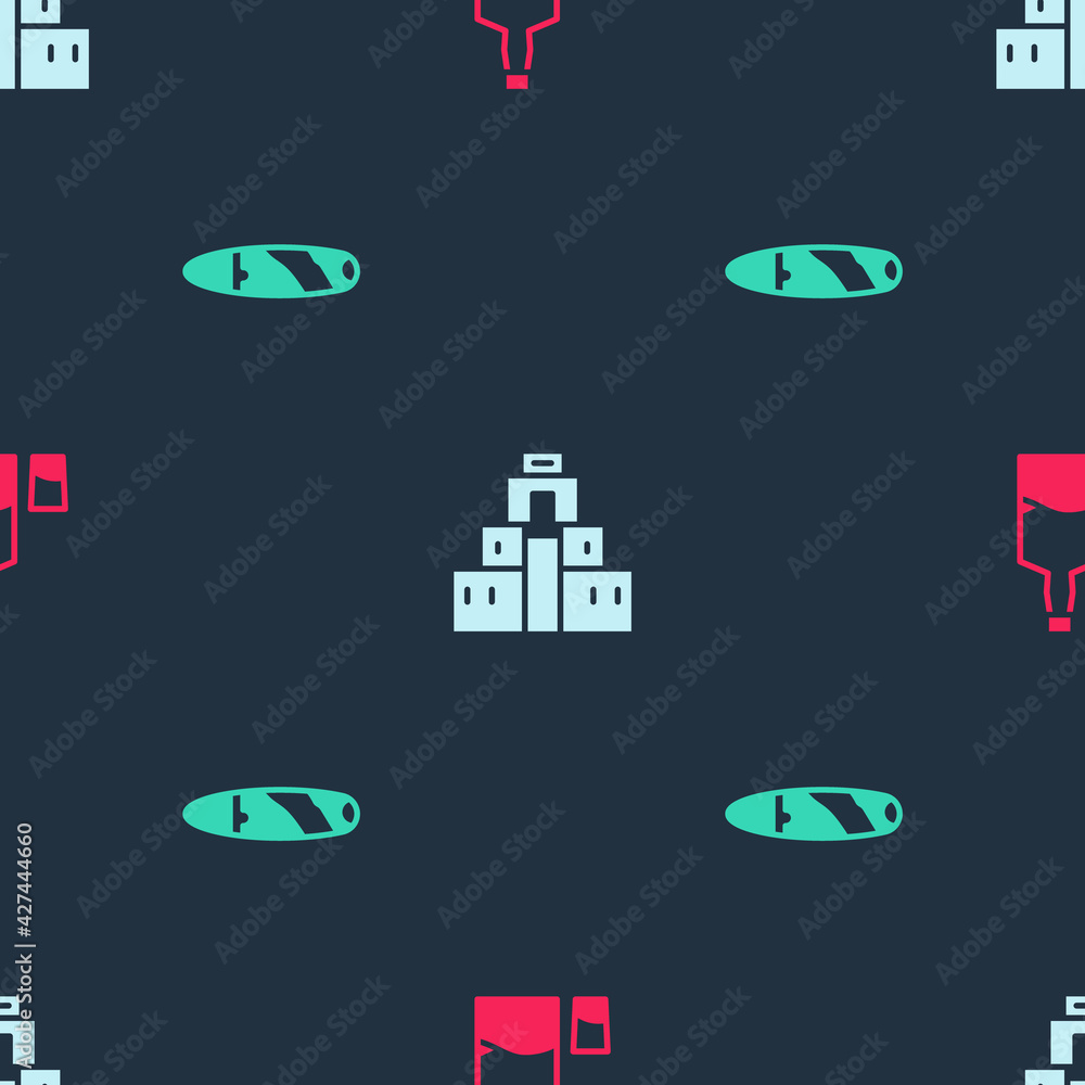 Set Tequila bottle and glass, Chichen Itza in Mayan and Cigar on seamless pattern. Vector Set Tequila bottle and glass, Chichen Itza in Mayan and Cigar on seamless pattern. Vector