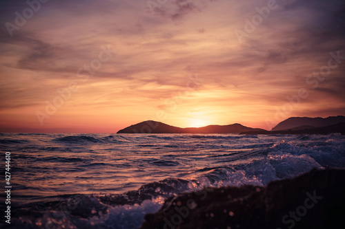 Sunset over sea  Calblanque beach  spain