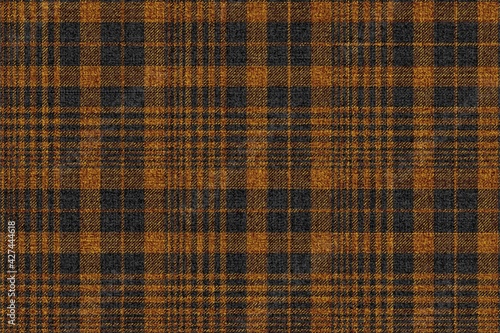 old ragged grungy seamless checkered texture of classic coat tweed brown black fabric with thin and thick stripes for gingham, plaid, tablecloths, shirts, tartan, clothes, dresses, bedding, blankets