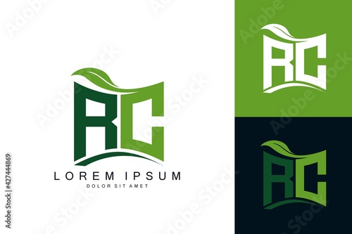 RC monogram leaf logo. natural organic premium vector design template