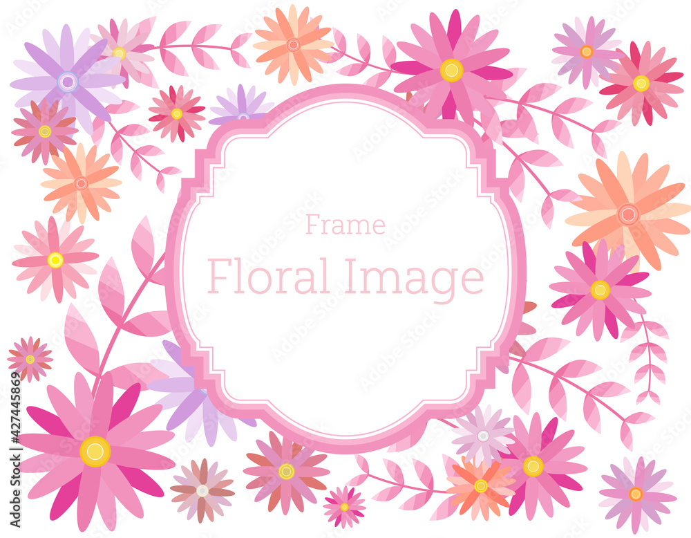 カラフルな草花のメッセージカード　背景　フレーム　