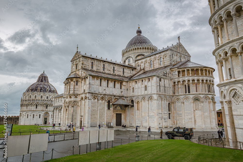 Beautiful view of Landmarks on Piazza dei Miracoli in Pisa, Italy