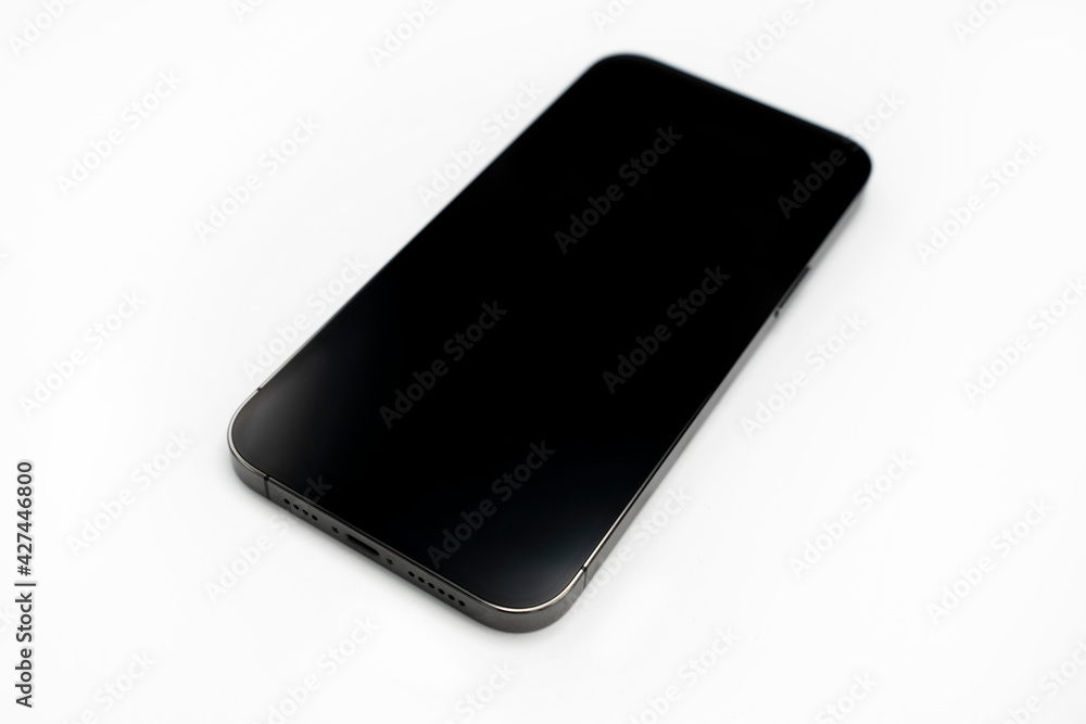 Isolated phone on white background front usb-c, speaker