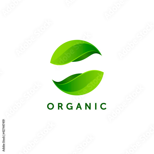 Vector logo design template for organic and natural products. Healthy lifestyle and vegan sign