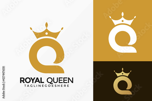 Royal Queen Logo Vector Design. Abstract emblem, designs concept, logos, logotype element for template.