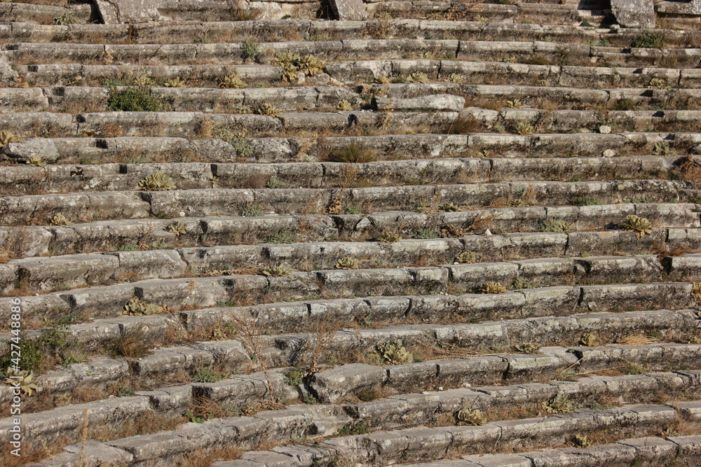 Close up of ruins of an ancient amphitheater in Hierapolis, Turkey. Close up of ruins of an ancient amphitheater in Hierapolis, Turkey.