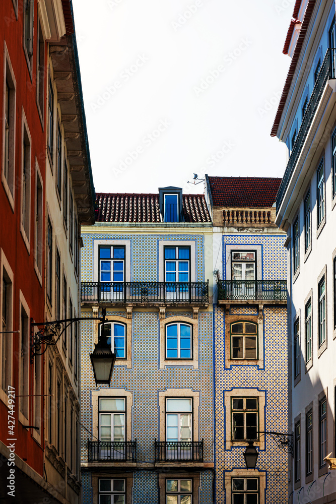 Fototapeta premium Street view of downtown in Lisbon, Portugal, Europe