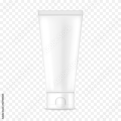 Tube for cream, lotion vector illustration. Realistic container mock up for cosmetics design