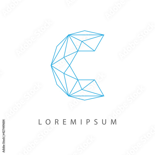 C Letter Geometric Logo Design Template. Geometric Texture Icon Line Art Vector