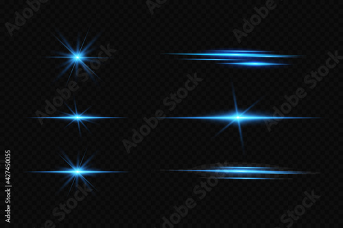 Glow effect. Blue glowing particles, stars. Vector illustration.