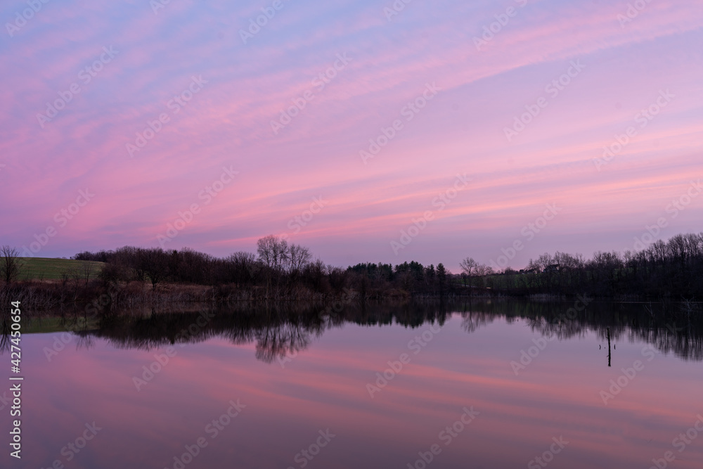 Sunset Reflection over Lake