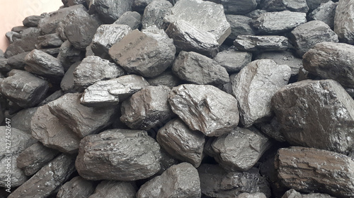 Pile Of Black Coal. Fuel and energy for home and industry. hard coal is harmful, high exhaust emissions. Mining and mining coal