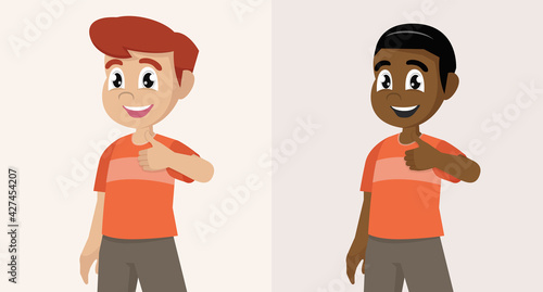 Set little boy giving you thumbs up