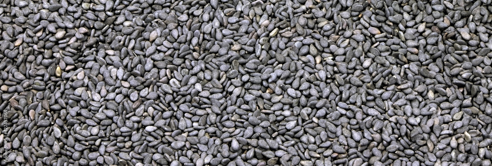 Seeds of black sesame background. Banner. Unpeeled sesame seeds. Healthy food. Nature vitamins. Vegan foods.Raw seeds of sesame Seeds of black sesame background. Banner. Unpeeled sesame seeds. Healthy food. Nature vitamins. Vegan foods.Raw seeds of sesame