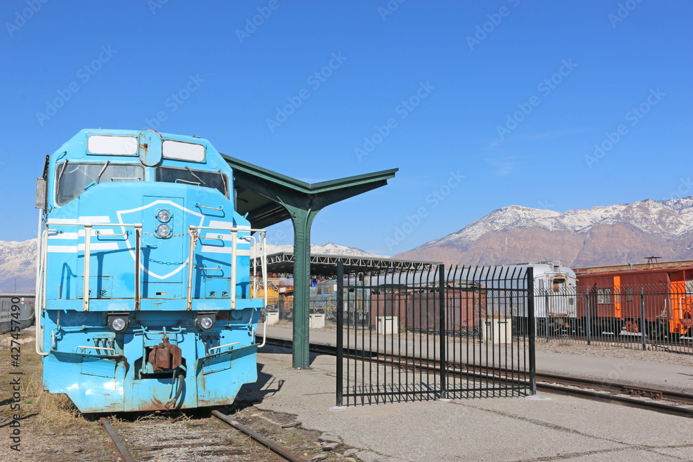 	
Vintage train engine in Ogden Station, Utah