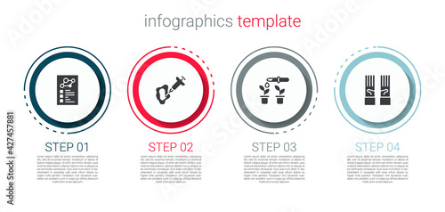 Set Clinical record, Syringe, Pipette and plant and Medical rubber gloves. Business infographic template. Vector